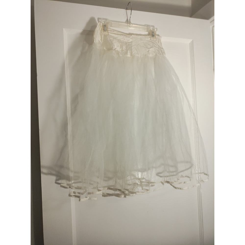Vintage 1950s 60s Ivory Tulle Crinoline Petticoat Size 9 Full Skirt